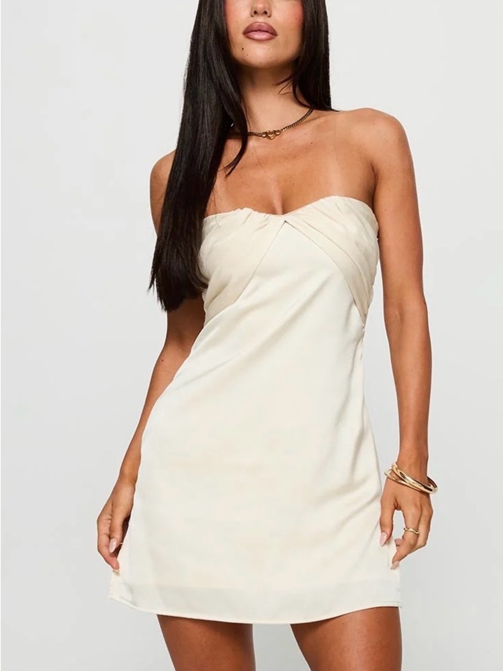 Princess Polly Irena Strapless Mini Dress Champagne